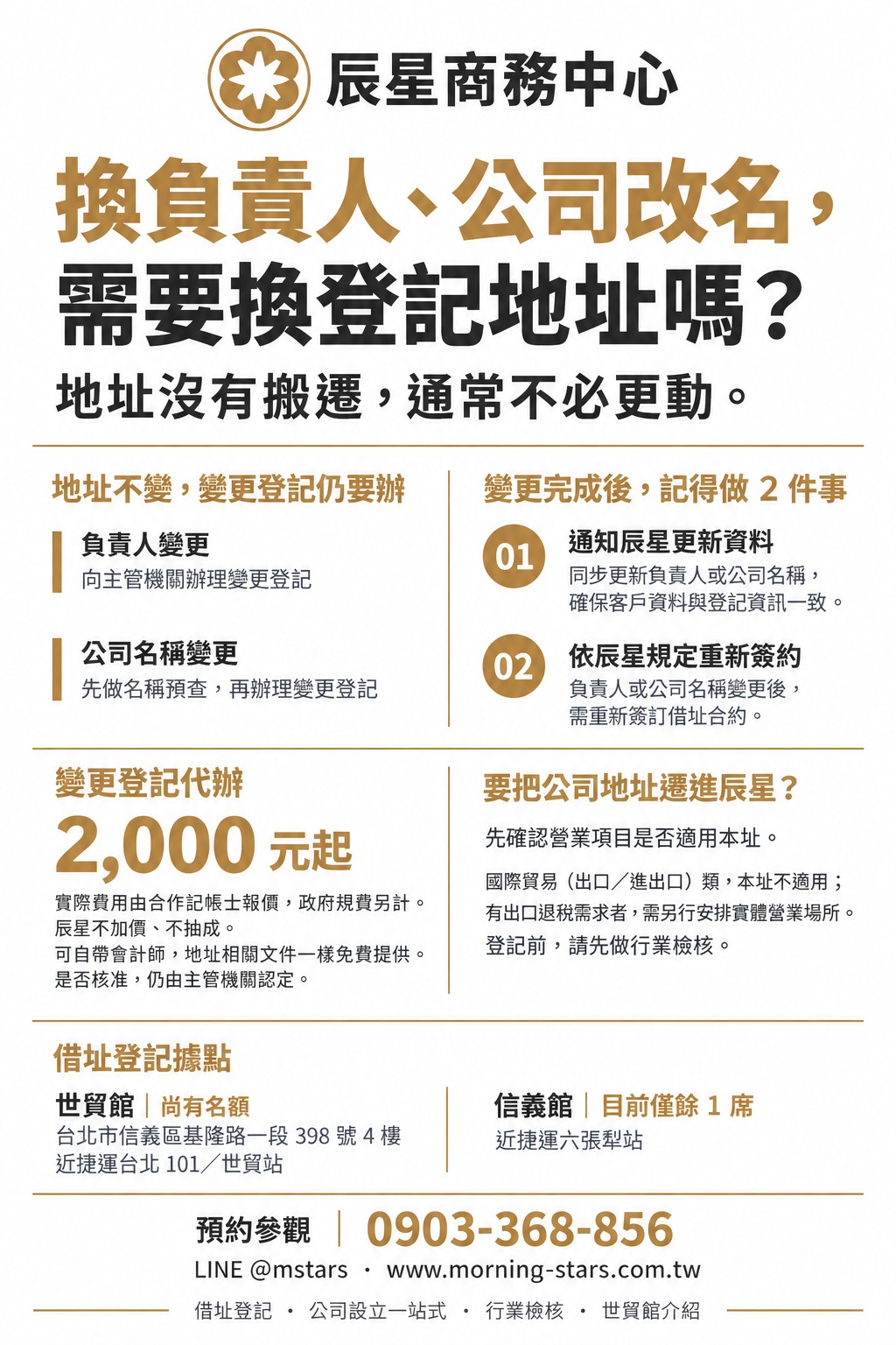 公司負責人或名稱變更,登記地址要一起改嗎?